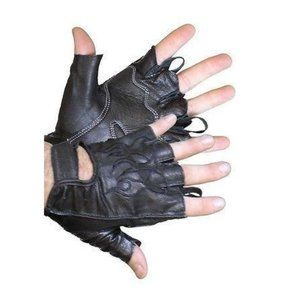 Fingerless Leather Gloves with Gel Palm